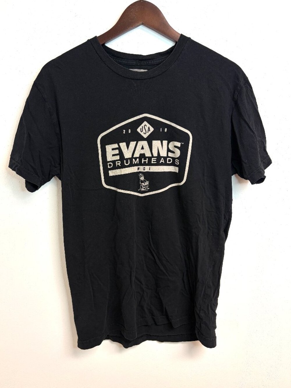 WGI 2018 Evans Drumheads USA Black T-Shirt Winter Drumline Merch Graphic Tee